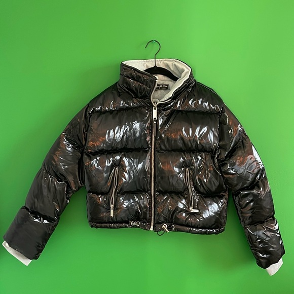 Maniere De Voir Jackets & Blazers - MANIRE DE VOIR Paris Puffer Coat with Denim Details